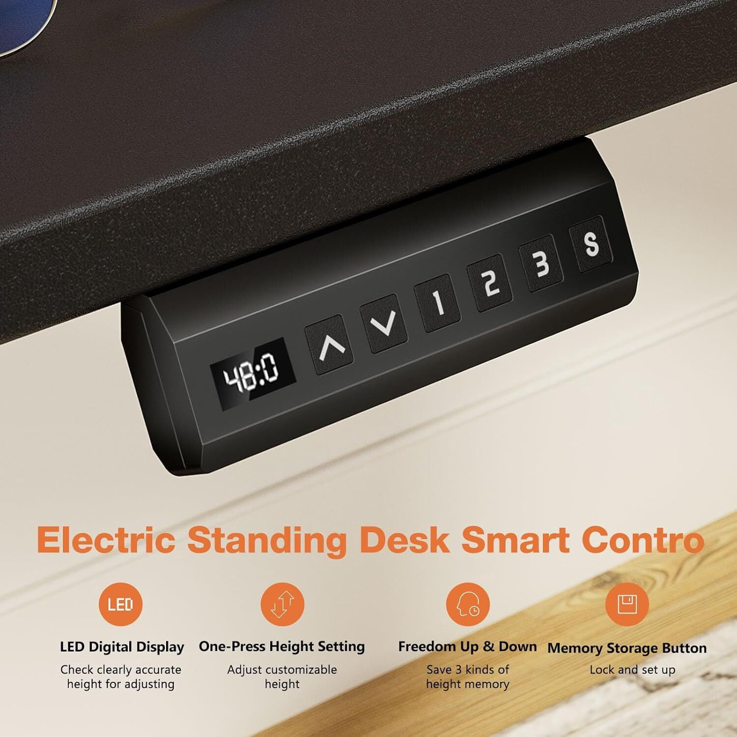 AENKYO Electric Height Adjustable Standing Desk with T-Shaped Metal Frame, Ergonomic Home Office Workstation for Computer, Modern Sit to Stand Desk，Black