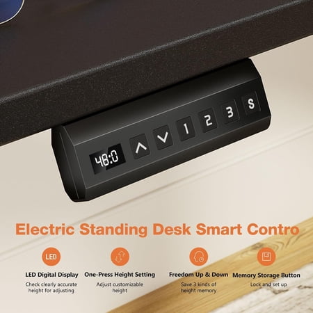 AENKYO ELECTRIC HEIGHT ADJUSTABLE STANDING DESK WITH T-SHAPED METAL FRAME, ERGONOMIC HOME OFFICE WORKSTATION FOR COMPUTER, MODERN SIT TO STAND DESK,BLACK