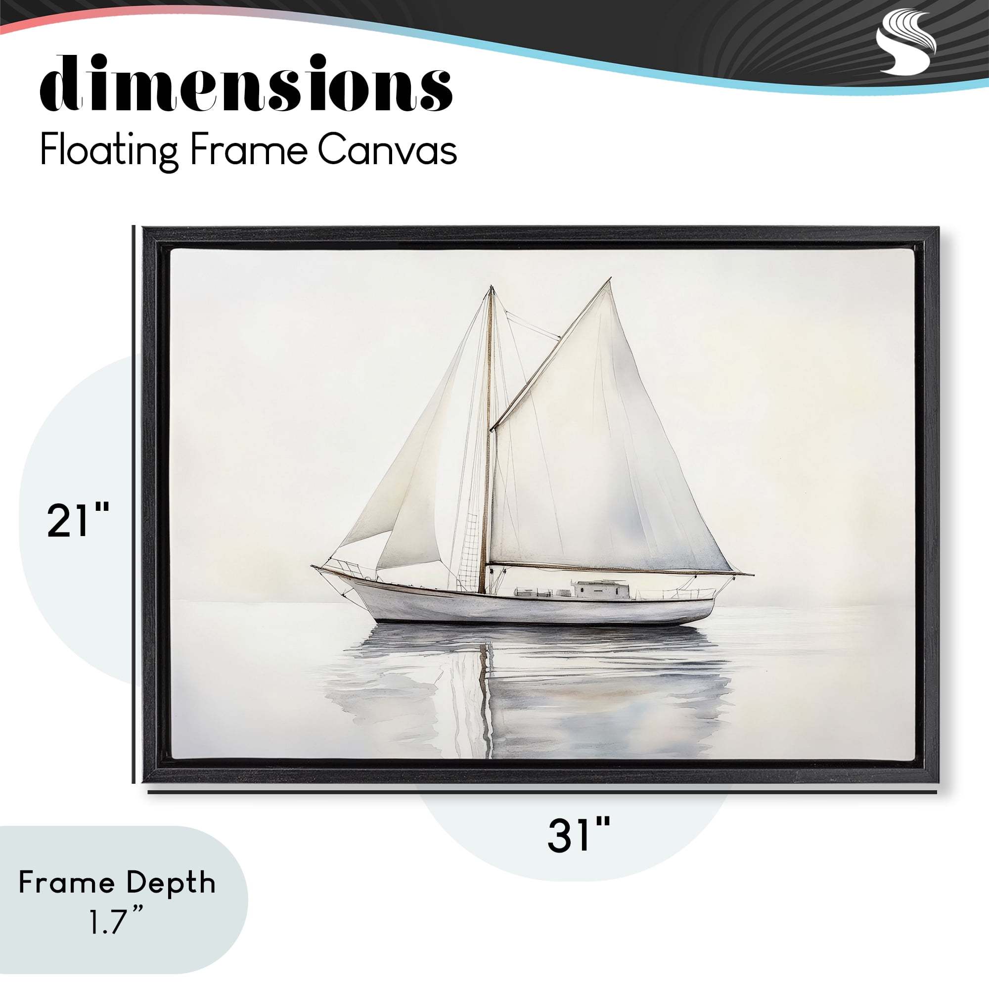 Stupell Industries Neutral Sailboat Reflection Black Framed Floater Canvas Wall Art, design by Petal Prints Design