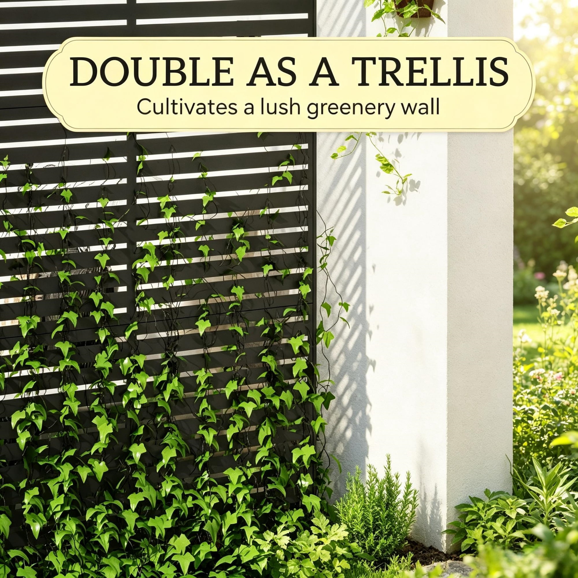 Metal Privacy Fence Screen, Decorative Outdoor Climbing Plant Trellis with Sturdy Stand for Backyard, Black 78" H x 48" W