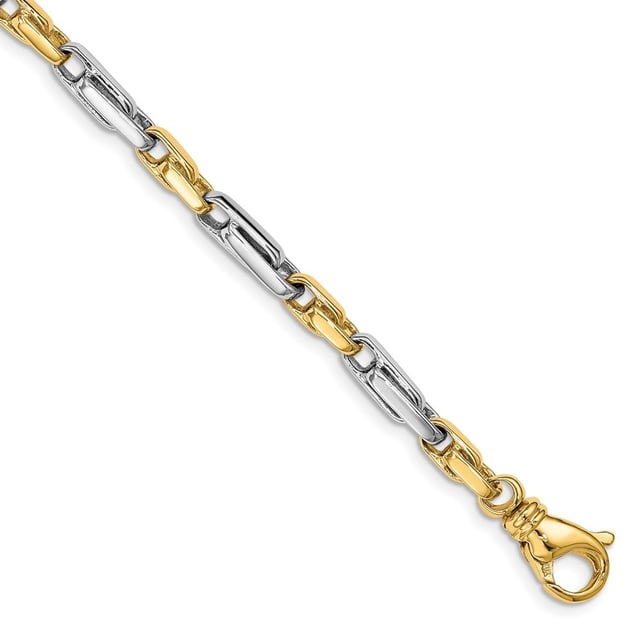 Diamond2Deal 14K Bracelet Chaîne Bicolore Or 6.5mm pour Femmes