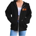 thumbnail image 6 of Halloween Jackets for Women Cute Pumpkin Printed Full Zipper Drawstring Hooded Fashion Spooky Festival Jacket with Pockets Black XL, 6 of 7