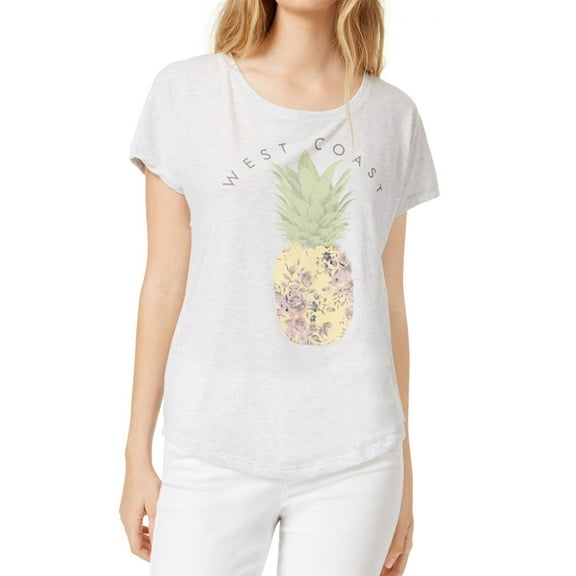 True Vintage Womens Pineapple West Coast Graphic T-Shirt, Grey, X-Small