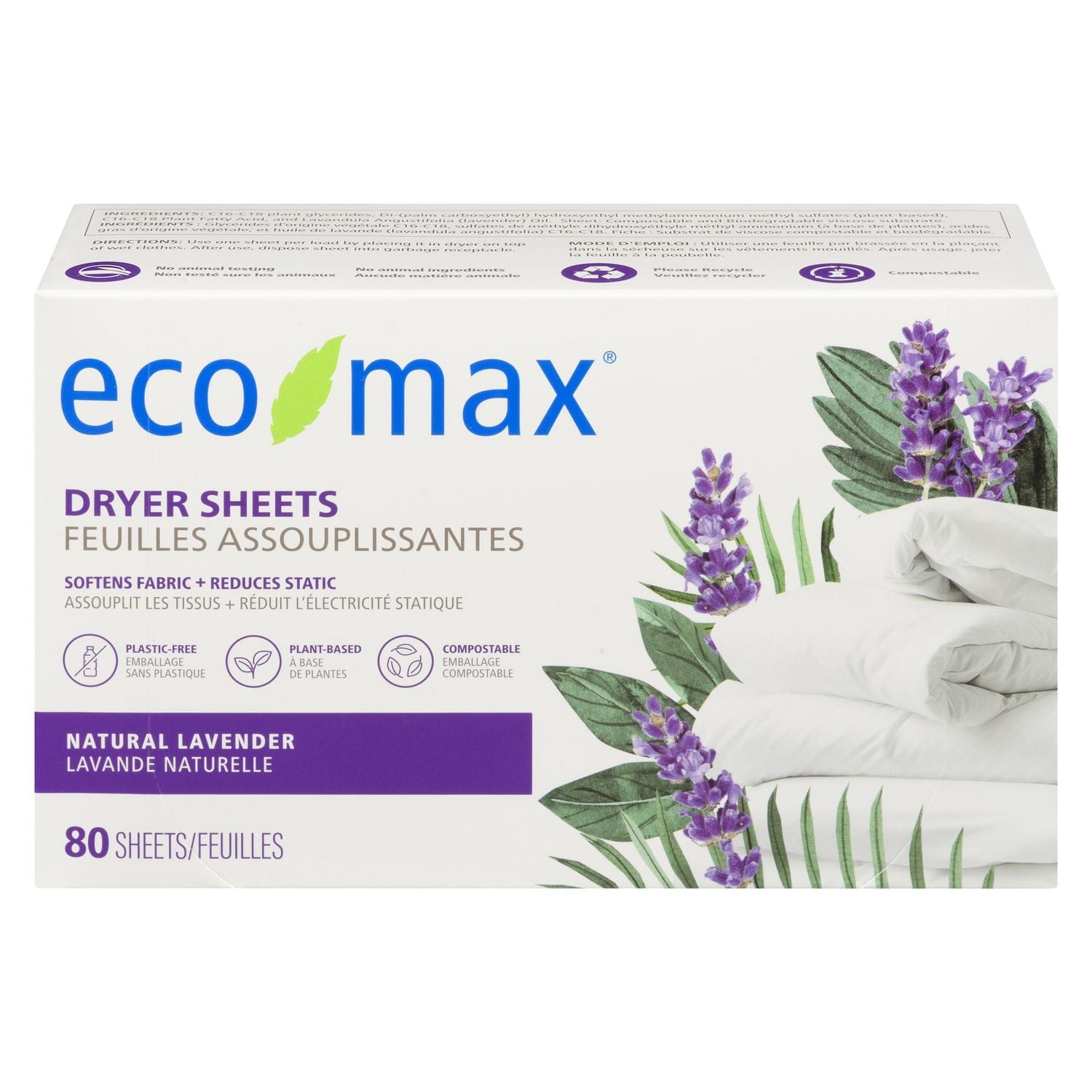 Eco-Max Lavande Naturelle Feuilles Assouplissantes Fueilles 80