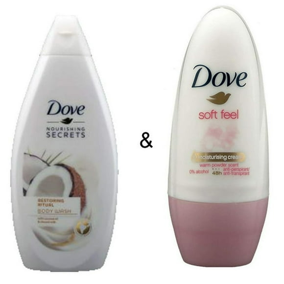 Body Wash Restoring Ritual 500 by Dove & Roll-on Stick Soft Feel 50ml by Dove