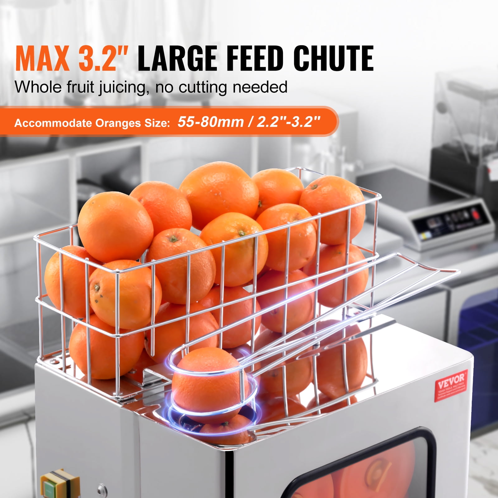 KFFKFF Commercial Orange Juicer Machine 120W Stainless Steel Squeezer Extractor