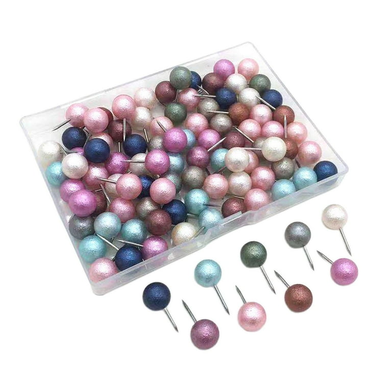 Set of 6 Pearl Push Pins, Thumb Tacks, Cork Board Pins 