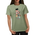 thumbnail image 4 of Tejiojio Merry Christmas Shirt for Women Letter Pattern Cute T-Shirt Leopard Plaid Tree Casual Graphic Print Funny Crewneck Tees Tops Green, 4 of 5