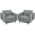thumbnail image 1 of Costway Ensemble de 2 Fauteuils d'Appoint en Tissu Fauteuil Simple avec Pochette de Rangement Latérale Gris Foncé, 1 of 9