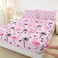 thumbnail image 4 of jejeloiu Pink Birds Flamingo Queen Sheet Sets Kids,Hawaii Summer Holiday Bed Set,4pcs, 4 of 6