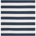 thumbnail image 3 of Safavieh Montauk Collection MTK712H Handmade Stripe Cotton Area Rug, 8' x 8' Square, Navy / Ivory, 3 of 5
