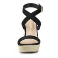 thumbnail image 6 of BLISSFUL STEP Women's Shoes Espadrille Wedge Slingback Crisscross Sandals Black 10, 6 of 8