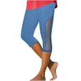 thumbnail image 2 of Inverlee Stretchy High Waist Capri Pants for Women Summer Trendy Breathable Leggings with Mesh Patchwork Athletic Casual Sculpting Softy Bottoms, 2 of 6