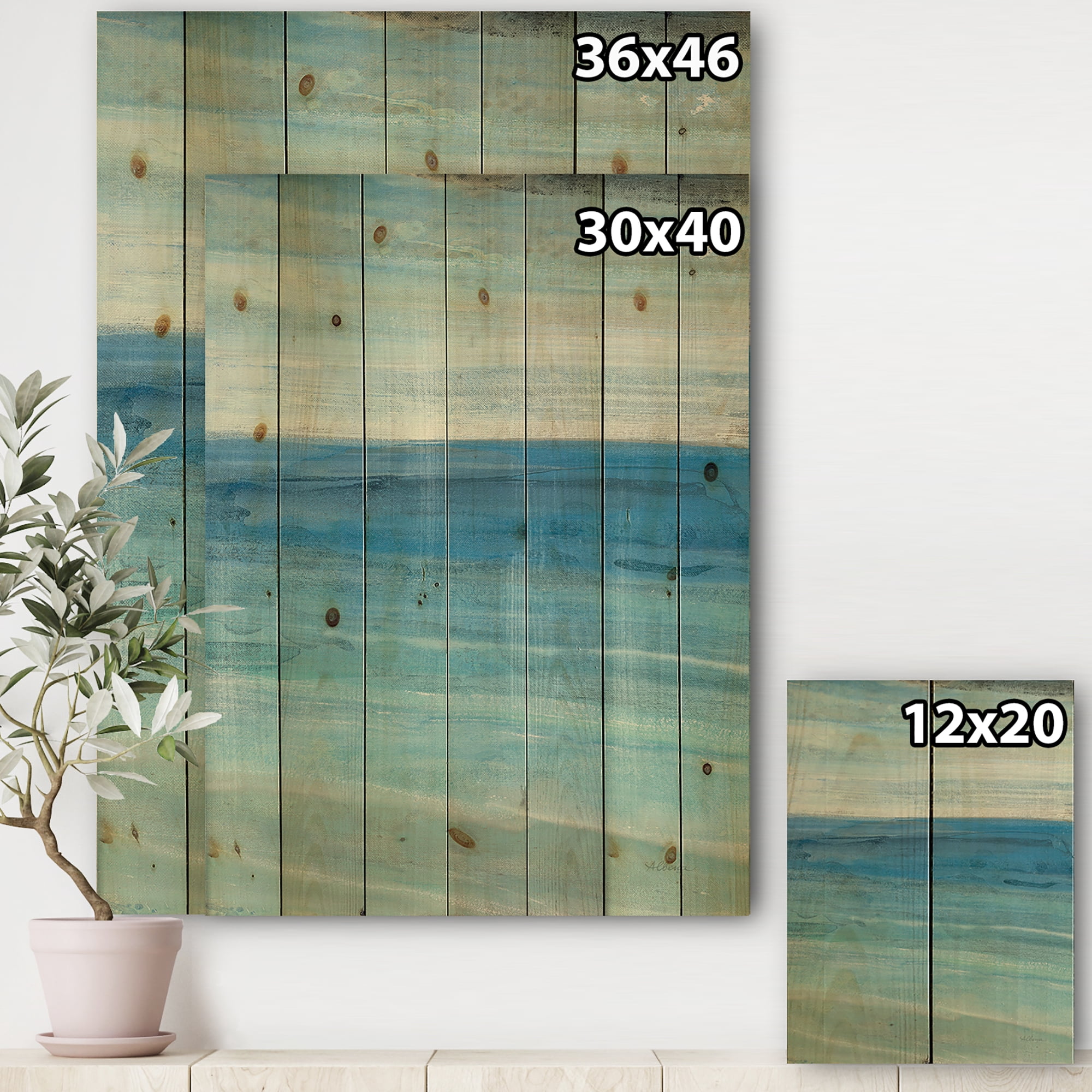 Designart 'From the Shore III' Nautical & Beach Print on Natural Pine Wood