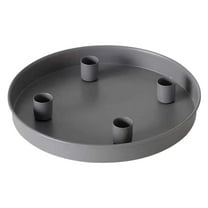 Round Metal Advent Candle Holder Tray with 4 Candle Holes - Christmas Decorative Centerpiece for Dining Room Table Displays,Grey