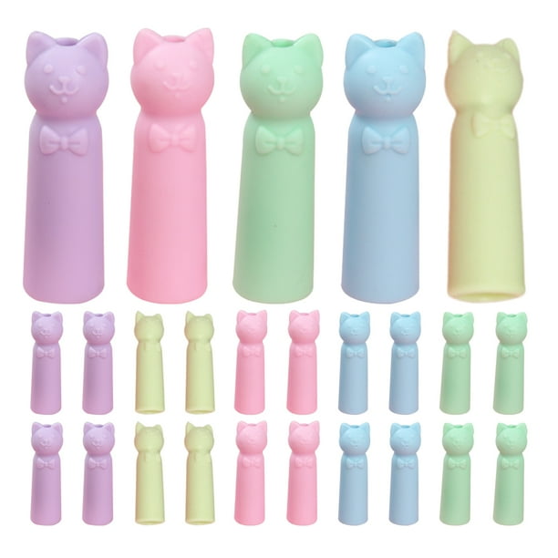 50 protectores de lápices adorables para niños, tapas de lápices de dibujos animados, sombreros flexibles para lápices, lindas cubiertas decorativas para lápices, extensores de lápiz para artistas