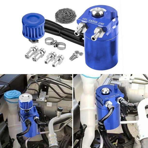 Tanque de lata de captura de aceite con deflector para automóvil Ndcxsfigh con depósito de limpiador de manguera de filtro (azul)