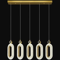 Deyidn 5 Light Pendant Lighting Dining Room Light Fixture Dimmable LED Modern Black Pendant Light with Bubble Crystal Pendant Lights Kitchen Island