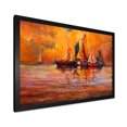 thumbnail image 2 of Boats During Evening Sunset In The Ocean I 32 in x 16 in Framed Painting Canvas Art Print, by Designart, 2 of 4