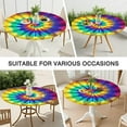 thumbnail image 7 of Colorful Rainbow Tie Dye Spiral Pattern Round Fitted Tablecloth with Elastic Edge,Dining Table Cover Waterproof,Outdoor Round Tablecloth for Camping,Dining,Indoor and Outdoor, 7 of 7