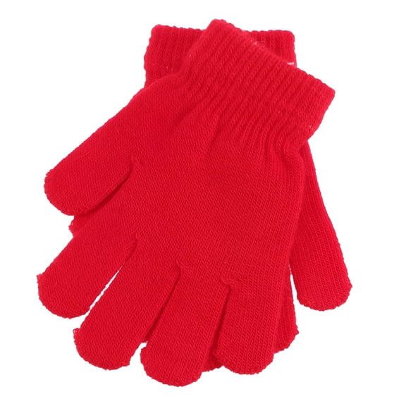 TELOLY 2026 New Children'S Gloves Autumn and Winter Models Knitted Solid Color Five Fingers Warm Gloves for School, Outdoor, Play, Casual 4-12 Years Old (Red)