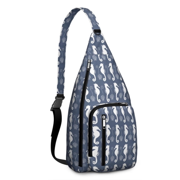 Seashell Sling Bag - Beach-Themed Waterproof Chest Pack with Spiral Shell & Starfish Prints, Lightweight Adjustable Strap Crossbody Bag for Coastal Adventures