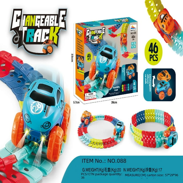 Train Électrique Lumineux Anti-Gravité pour Enfants avec Piste Flexible : Casse-Tête Éducatif de 92 Pcs pour Améliorer la Conscience Spatiale et la Résolution de Problèmes – Construction en Plastique Sûre et Compacte