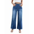 thumbnail image 3 of Pantalones Vaqueros Holgados de Talla Grande para Mujer, de Pierna , Cintura Alta, Adelgazantes, con Múltiples Bolsillos, Rectos y Casuales. Azul Oscuro Medio XL, 3 of 9