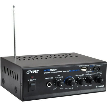 Gli Stereo Amplifier - Pyle PTA22BT Mini-Blue Series Bluetooth Stereo Amplifier