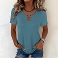 thumbnail image 2 of Edvintorg Womens Trendy Clothes Plus Size Lightweight Keyhole Neck Short Sleeve Cut Out Casual Shirts Women's Tops, Tees & Blouses Navy XL, 2 of 6