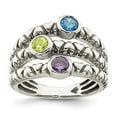 thumbnail image 2 of Sterling Silver Blue, Green & Purple Cubic Zirconia Oxidized Ring Size 7, 2 of 4