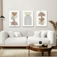 thumbnail image 2 of Boho Wall Art Set of 3，Minimalist Framed Mid-Century Modern Geometric Posters Prints，Sun Moon Beige Abstract Botanical Paintings，Boho Neutral Canvas Decor for Living Room Bedroom 12"x16"x3, 2 of 6