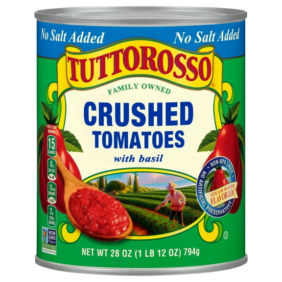 Tuttorosso No Salt Added Crushed Tomatoes with Basil, 28 oz Can