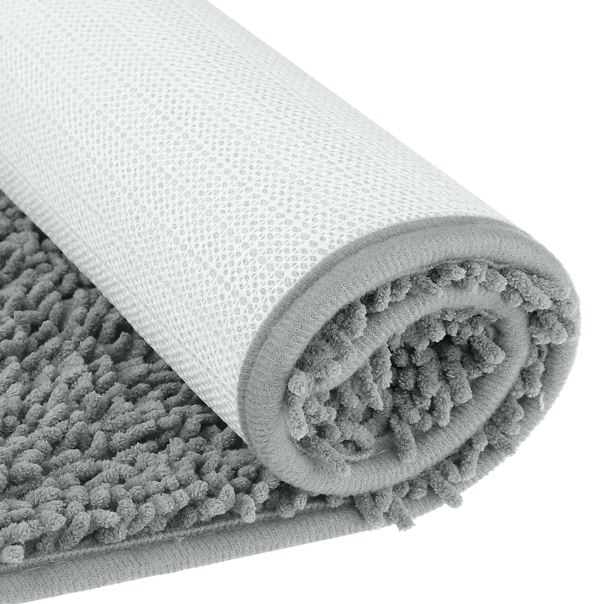 Unique Bargains Non-Slip Soft Fluffy Shag Washable Plush Bath Rugs for Bedroom Grey-2 20"x32"