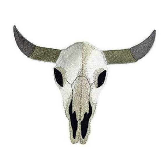 Wild West Steer Skull Embroidered Iron on/Sew patch [7.33" X 5.8"]