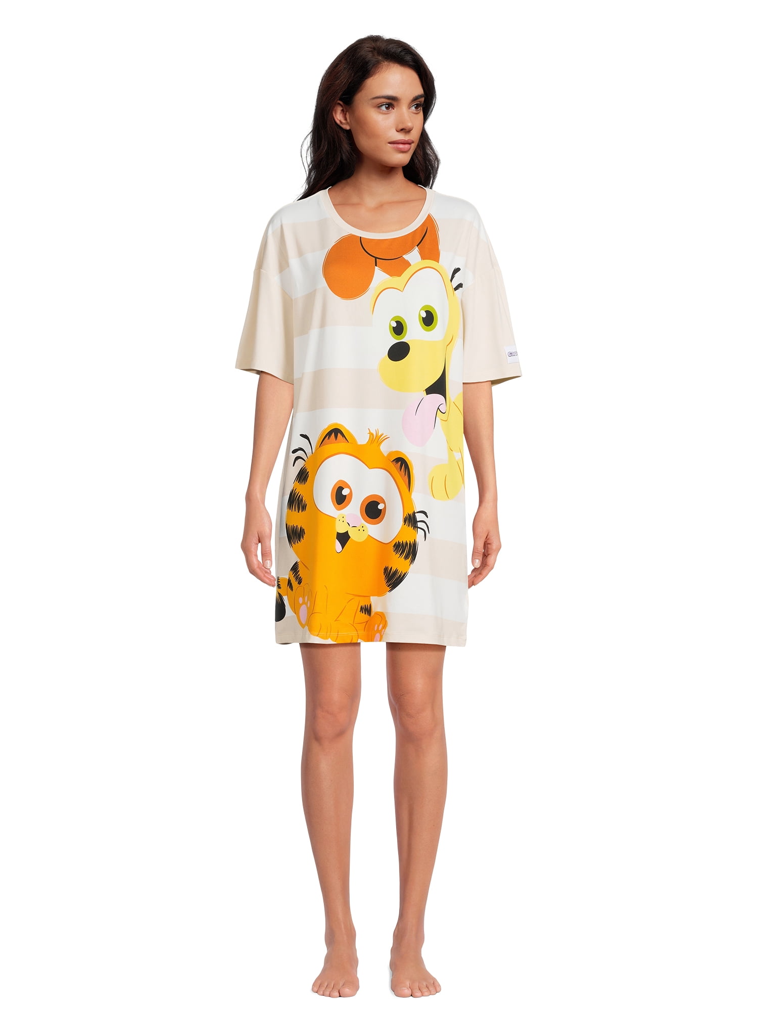 Garfield Women’s Graphic Dorm Sleep Shirt with Short Sleeves, Sizes XS-3X
