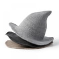 thumbnail image 4 of Halloween Witch Hat Women Black Cute Knitted Costume Wool Cosplay Party Girl Wide Brim Foldable Pointed Daily Accessory, 4 of 4