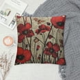 thumbnail image 2 of Qinduosi Throw Pillow Cover Red Plant Flowers Home Decorative Linen Square Pillow Case for Men Women Boy Gilrs Bedroom Livingroom Cushion Cover Inch Beige and Red Pillowcase, 2 of 5