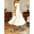 thumbnail image 2 of White Off-Shoulder Fit & Flare Midi Dress For Women, 2 of 8