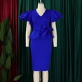thumbnail image 4 of Women's Vintage Cap Sleeve Bodycon Peplum Business Formal Work Pencil Midi Dress, 4 of 8