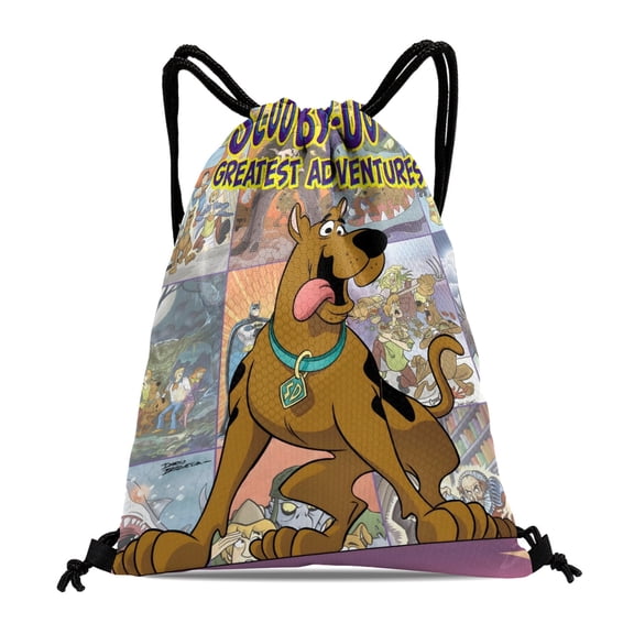 Scooby Doo Adventure-theme Drawstring Backpack Sports Gym Bag Water Resistant String Bag Cinch Bag,12"X16"(30X40cm)