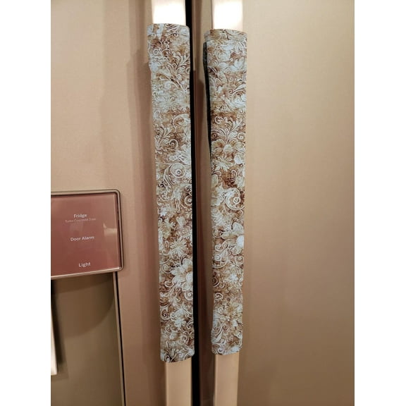 Floral Garden Refrigerator Oven Dishwasher Handle Covers by Penny's Needful Things (15 Inch) (Set of 2) (Golden Brown)