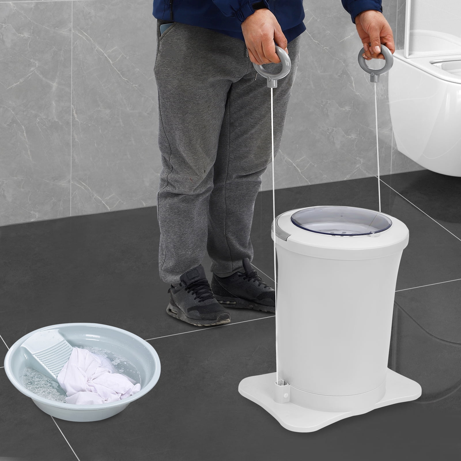 Miumaeov 3.17Gal Portable Manual Clothes Dryer, Non Electric Foot Powered Compact Mini Laundry Spin Dryer Machine for Clothes,RV, Camping, Apartment