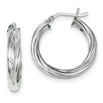 Primal Silver Sterling Silver Rhodium-plated Twist 25mm Hoop Earrings