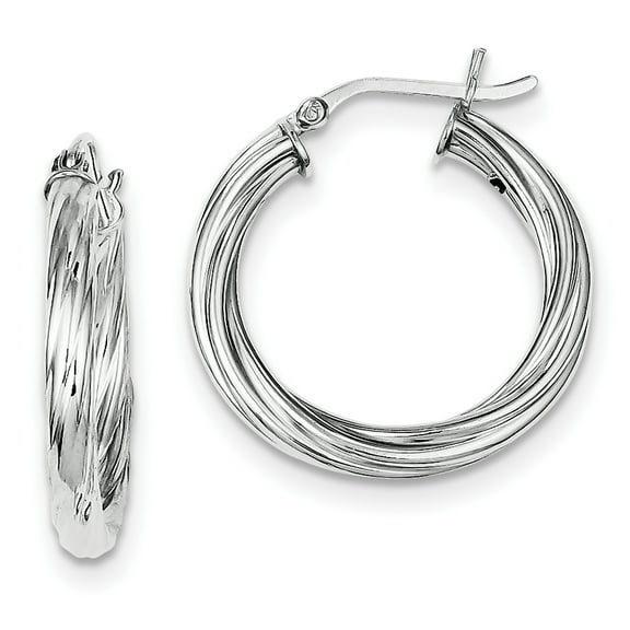Primal Silver Sterling Silver Rhodium-plated Twist 25mm Hoop Earrings