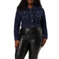 thumbnail image 5 of Unique Bargains Women's Plus Size Long Sleeve Jean Jacket Button Cropped Denim Jacket, 5 of 6