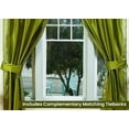 thumbnail image 2 of Tie Top Sheer Sari Curtains 43" W X 24" L matching tiebacks- Handcrafted Olive Green Indian Drapes Unlined for light & airy ambience Perfect for Living/Bedroom/Dining Room Sold in Pairs, 2 of 6