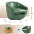 thumbnail image 3 of UIXE Swivel Accent Chair Barrel Chairs Club Chair Faux Leather Armchair for Living Room Bedroom Office, Green, 3 of 6