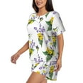 thumbnail image 2 of Fotbe Lavender Flowers Print Pajama Set for Women 2 Piece Loungewear Short Sleeve Tops and Shorts Set Soft Sleepwear-Small, 2 of 7