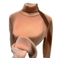 thumbnail image 2 of YHAJDS Women Fall Winter Sleepwear,Thermal Homewear For Women,Sleepwear With Built In Bra,Solid Color Turtleneck Fleece Lined Versatile Knitted Inner Base Layer Top,Warm For Fall And Winter, 2 of 4